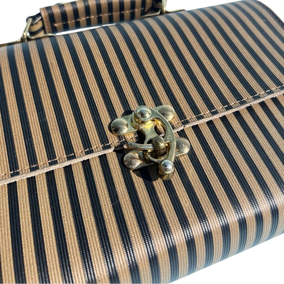 Vintage Striped Brown and Black Women's Bag - Picture 4 of 9